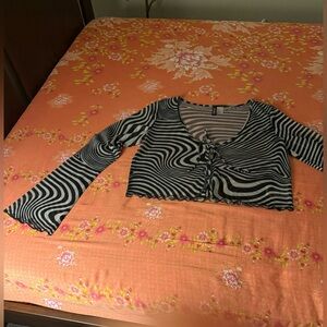 Black and White Striped Women's Top
